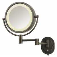 SEE ALL Makeup Mirror: Round, Glass, 13 in Overall Ht, 10 in Overall Wd, 4 in Overall Dp, Wall, 5X (MPN HLBZSA895)