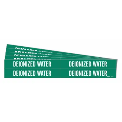 BRADY Pipe Marker: Deionized Water, Green, White, Fits 3/4 to 2 3/8 in Pipe O.D. - Deionized Water Adhesive Pipe Markers