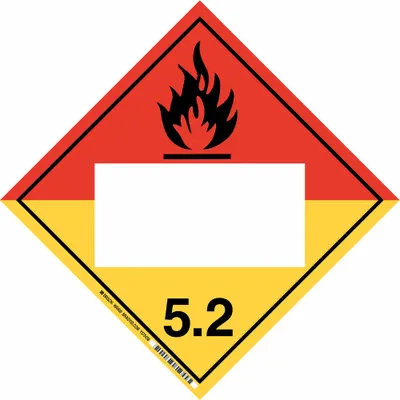BRADY Container Placard: 5.2, 10 3/4 in x 10 3/4 in, 10 3/4 in Label Ht - Class 5: Oxidizing Agents & Organic Peroxides