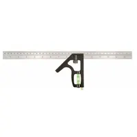 JOHNSON LEVEL Combination Square: Inch/Metric, Stainless Steel, 3 1/2 in, 16 in x 0.85 in, Cast Zinc (MPN 420EM-S)