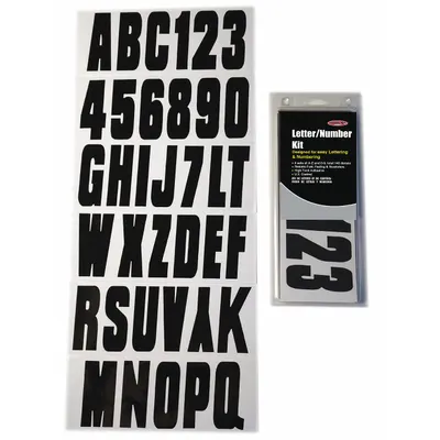 HARDLINE PRODUCTS Letter and Number Label Set: 3 in Character Ht, Indoor/Outdoor, Non-Reflective - Die-Cut Permanent Letters & Numbers