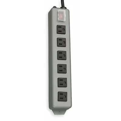 TRIPP LITE Outlet Strip: 6 Outlets, 15 ft Cord Lg, 15 A Current, UL 1363, Gray, 5-15P - Healthcare Power Strips