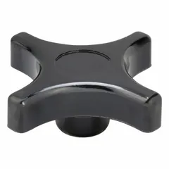 This 4-arm knob features a 3-inch diameter thermoset construction with a 3/8"-16 threaded hole. It provides a secure grip for manual adjustment and clamping on industrial equipment such as jigs, fixtures, and machine tool controls.