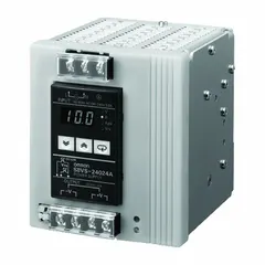 Electronic circuit protector for DC power supply systems, providing overcurrent protection. Operates at 24V DC input with 15.2 A output current. Mounts on DIN rail. Compatible with S8V-CP series.