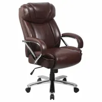 FLASH FURNITURE Office Chair: Hercules, Brown, Faux Leather Material, 25 in Back Ht, 22 in Seat Wd (MPN GO-2092M-1-BN-GG)