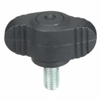 KIPP Hand Knob: Wing, Plastic w/ Steel Thread, M5 Thread, 10 mm Thread Lg, 28 mm Dia (MPN K0274.005X10)