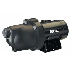 Single-phase shallow-well jet pump rated at 1/2 hp, 115/230V AC, delivering 6.4 gpm at 10 ft head. Includes ejector. Suitable for transferring water from shallow wells up to 10 ft deep for residential water supply, irrigation, and light agricultural use.