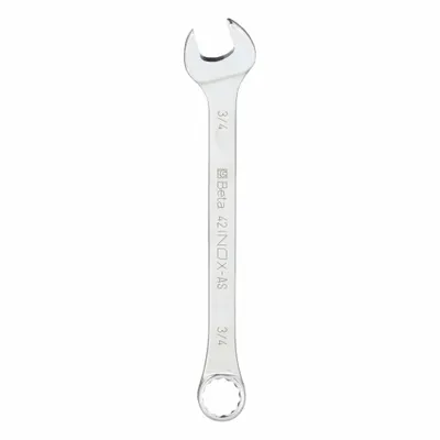 BETA Combination Wrench: Stainless Steel, Natural, 3/4 in Head Size - SAE Spline Combination Wrenches