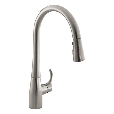 KOHLER Gooseneck Pull Out Kitchen Faucet: Simplice, Brass, Single-Post, Deck - Single-Post Kitchen Faucets
