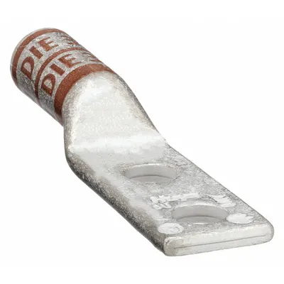 OEM Compression Lug: For 2 AWG, Stranded Wire, 5/16 in Stud Size, Long - Two-Hole Compression Lugs