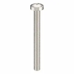 Pan head machine screw with M2.5x0.45 thread, 25 mm length, and #1 Phillips drive. Made from 18-8 stainless steel with a plain finish. Supplied in a 100-piece pack. Used for fastening components into tapped holes or with nuts in industrial assembly and maintenance.