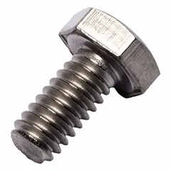 Grade 2 titanium hex head cap screw with plain finish, 1/4"-20 UNC threads, and 1/2 inch length. Fully threaded, inch system, meets ASME B18.2.1 dimensional and material quality standards. Suitable for general fastening in corrosive or weight-sensitive environments such as marine, chemical processing, and aerospace equipment.