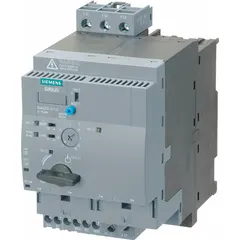 This reversing starter with electronic overload protection is designed for controlling forward and reverse rotation of three-phase motors. Rated 32 A with 3 poles and 24V AC/DC control voltage, it includes 2 normally open auxiliary contacts. Suitable for applications such as conveyors, pumps, and hoists.
