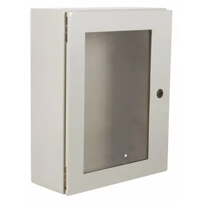 WIEGMANN Enclosure: Steel, 24 in x 20 in x 12 in, NEMA 12/13/3R/4, Solid with Window Cover - Steel Washdown Enclosures