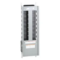 This 250 A main lug convertible panel interior features 42 spaces and copper bus bars. It accepts EDB/EDG/EDJ circuit breakers (EDJ series). Typical applications include power distribution in commercial and industrial electrical systems where flexible configuration is required.