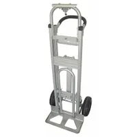 DAYTON Convertible Hand Truck: 500 lb, Dual-Handle, Silver, Aluminum, Pneumatic, 52 in Handle Ht