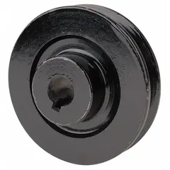 Pulley for use in HVACR equipment such as fans, blowers, and compressors. Transmits power between shafts via belt drive systems for speed reduction or torque adjustment.