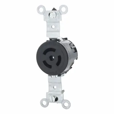 LEVITON Locking Receptacle: Non-NEMA, Black, 125/250V AC, 10 A_15 A Current Rating - General Purpose Receptacles