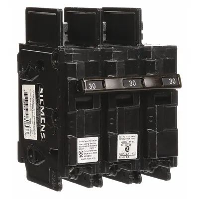 SIEMENS Miniature Circuit Breaker: 30 A Amps, 240V AC, 3 Poles - BQ & BQH Series, Bolt-On Siemens Miniature Circuit Breakers