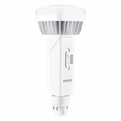 This LED hybrid plug-in lamp features a 4-pin G24q PL-C base and is UL Type A/B compatible. It is dimmable and offers selectable color temperatures of 2700K, 3000K, 3500K, 4000K, and 5000K. Suitable for use in commercial and industrial lighting fixtures requiring a compact fluorescent replacement.