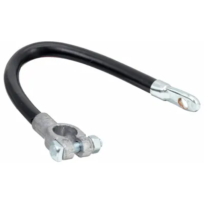 GROTE Battery Cable: Top Post Cable, 1 ga Wire Size, 12 in Overall Lg, Black - Top Start Cables