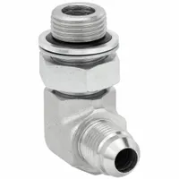 Hydraulic Hose Adapter: 5/8 in x 1/2 in Fitting Size, Male x Female, NPTF x NPTF, Rigid, 90° Elbow (MPN 9059-1008)
