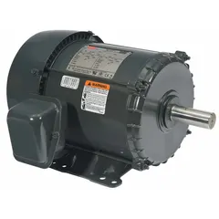 This Dayton 3-phase AC motor features a C-face with rigid base mounting and an open drip-proof enclosure. It delivers 3 hp at 3540 RPM, operating on 230/460V AC with a full load current of 3.1/1.5 A. Suitable for general purpose industrial applications such as pumps, fans, conveyors, and compressors in clean, dry environments.
