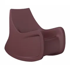Floor-mount rocking chair with a burgundy polyethylene seat and included arms. Designed for single-seat use in commercial or public seating areas. Meets UL 94 HB flammability and ISO 22196 antimicrobial surface performance standards.