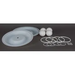 This fluid-end repair kit is designed for rebuilding the fluid end of high-pressure diaphragm pumps. It includes PTFE seals and components to restore pump performance and prevent leaks. Suitable for use in industrial cleaning, water jetting, and process applications.