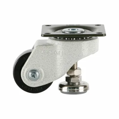 FOOT MASTER Plate Caster: Nylon Tread, 50 mm Wheel Dia, 73 mm Mounting Ht - General Purpose Leveling Plate Casters