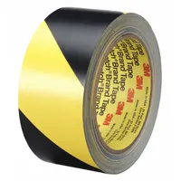 Floor Marking Tape: Gen Purpose, Striped, Black/Yellow, 1 in x 108 ft, 5.4 mil Tape Thick (MPN 5702)