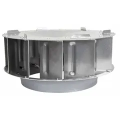 Replacement blower wheel for HVACR ventilation systems. Compatible with manufacturer part numbers 3ATU7, 3ATU8, 3ATV6, 3GY67, 3GY71, 4YU98, 4YY19, 5DVN2, and 5PV08. Used in commercial and industrial heating, cooling, and exhaust applications to maintain airflow.