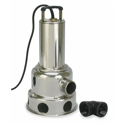 Dayton Sewage Ejector Pump: Single Phase, 1 hp, 230V AC, 126 gpm Flow Rate @ 10' of Head - Corrosion-Resistant Sewage Ejector Pumps