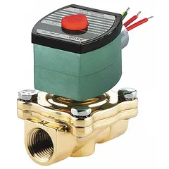 This 2-way/2-position normally open solenoid valve is designed for on/off control of compatible fluids in industrial water, air, and light oil systems. It features a 1 in pipe size, 24V DC coil, watertight construction, high-flow capacity, and NBR seal. Suitable for outdoor or washdown environments.