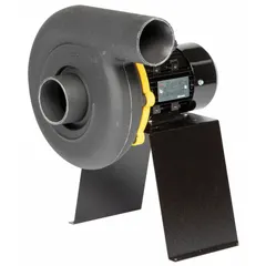 Corrosion-resistant direct-drive blower with a 7-7/8 in wheel diameter. Includes drive pack, 1/3 hp totally enclosed motor, 115/230V AC single-phase, CCW rotation. Suitable for ventilation and fume extraction in corrosive environments.