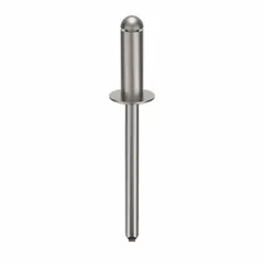 Inch-series domed-head blind rivet with 0.186" diameter, 35/64" body length, and 1 27/32" overall length. Supplied in a 250-piece pack. Used for fastening sheet metal, plastics, and composite materials in general industrial assembly.