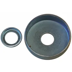 This steel spring cap is a replacement component for Dayton pallet jacks. It secures the spring assembly within the hydraulic system, supporting smooth lifting and lowering operations in material handling tasks.