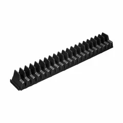 Plastic wrench organizer for use in tool drawers. Keeps wrenches separated and accessible, reducing clutter. Overall width 4 3/4 inches. Part of a modular system for flexible drawer layout.