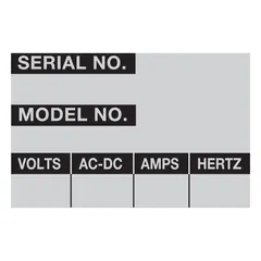 Silver, matte aluminum inventory label for asset tagging and identification in industrial facilities. Rectangular shape with English text. Measures 2 1/4 in wide by 1 1/2 in high. Supplied in a pack of 25.