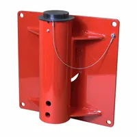 This steel wall-mount base is designed to support a davit crane mast with a diameter of 5.56 inches. It provides a fixed mounting point for material handling applications in industrial settings such as factories, warehouses, and loading docks