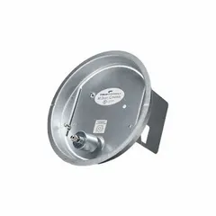 Barometric draft control damper for natural gas and oil heating systems. Press-fit connection. Fits 5, 6, or 7 inch duct diameters. Overall length 8 inches. Used to regulate draft and maintain consistent airflow for proper combustion.