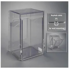 Wall-mountable storage bin made of clear PETG with one compartment. Overall height 7 in, designed to hold tubes. Suitable for organizing PPE, supplies, or tubes in laboratory and cleanroom environments.