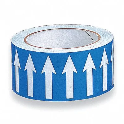HARRIS INDUSTRIES Banding Tape: Blue, White, 2 in Wd, 54 ft Roll Lg, Vinyl, 2 in Roll Wd - Pipe Marker Directional Flow Arrow Banding Tape
