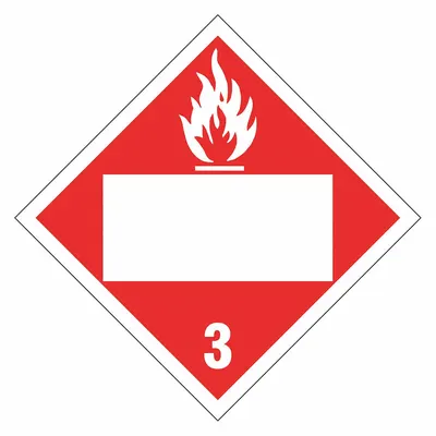 STRANCO Container Placard: Flame, 10 3/4 in x 10 3/4 in, 10 3/4 in Label Ht, Placard - Class 3: Flammable Liquids