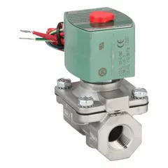 This 2-way, 2-position normally closed solenoid valve from REDHAT features a 1/2 in pipe size and operates on 110V AC voltage. The watertight coil enclosure provides protection against moisture, making it suitable for applications requiring control of liquid or gas flow in environments where moisture resistance is needed.