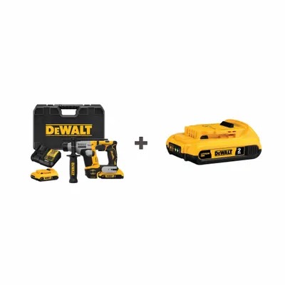 DEWALT Rotary Hammer: D-Handle, 20V DC, 2.0Ah, 1.4 Joules - DEWALT Cordless Rotary Hammers