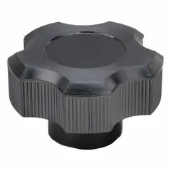This 5-arm knob from DAVIES is made of thermoset material and features a threaded hole with 5/16"-18 thread and 60 mm thread length. With a 2.5 in diameter, it is suited for manual adjustment and clamping on industrial machinery, jigs, and fixtures.