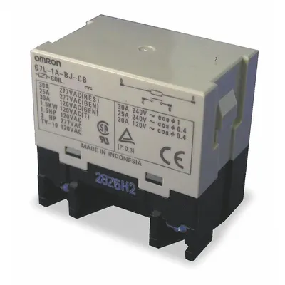 OMRON Enclosed Power Relay: Bracket Mounted, 30 A Current Rating, 100/120V AC - Bracket-Mounted Relays