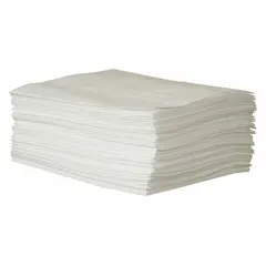 Polypropylene sorbent pad measuring 19 in x 15 in, absorbing 48 oz per pad. Suitable for containing and cleaning up leaks, drips, and spills in industrial fluid management applications. Sold in a 50-pack.