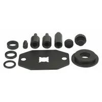 Steel bushing adapter kit for heavy-duty vehicles. Includes Spacer B. Designed for use with OTC 4246 and 4247 tool sets to service front suspension bushings. Dimensions: 14 in x 12 in x 5 in